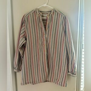 Vintage Elisabeth Liz Claiborne Multicolor Striped Button Down Shirt/coverup